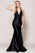 Halter Neck Empire Charmeuse Prom Dress — in Black