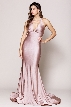 Halter Neck Empire Charmeuse Prom Dress — in Rose Brown