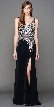 V-Neck Mesh Bejeweled Bodice Long Prom Pageant Dress — in Navy