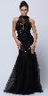 High Neck Beaded Bodice Mermaid Style Mesh Long Prom Dress