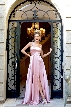 A-Line Spaghetti Prom Gown with Long Flowing Skirt — in Rose