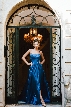 A-Line Spaghetti Prom Gown with Long Flowing Skirt — in Royal Blue