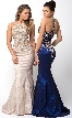 Embellished Bodice Round Neck Fit-n-Flare Long Prom Dress