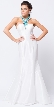 Bejeweled Halter Necklace Fit-n-Flare Long Prom Dress — in Off White