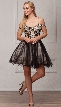 Spaghetti Straps Cold-shoulder Beaded Tulle short Prom Dress — in Black