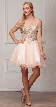 Spaghetti Straps Cold-shoulder Beaded Tulle short Prom Dress — in Blush