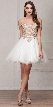 Spaghetti Straps Cold-shoulder Beaded Tulle short Prom Dress — in Off White
