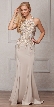 Round Collar Neck Embellished Bodice Long Prom Pageant Dress — in Champaign