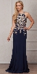 Round Collar Neck Embellished Bodice Long Prom Pageant Dress
