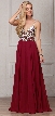 Bejeweled Bodice V-Neck Spaghetti Straps Formal Prom Dress — in Burgundy
