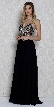 V-neck Beaded Lace Bodice Long Formal Prom Dress