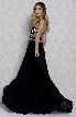 V-neck Beaded Lace Bodice Long Formal Prom Dress — in an alternative image