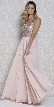 V-neck Beaded Lace Bodice Long Formal Prom Dress — in Blush