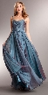 Shirred Bust Long Formal Bridesmaid Dress with Rhinestones — in Teal