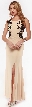 Floral Lace Bodice Long Formal Prom Dress with Mesh Back