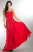 Strapless Pleated Overlap Bust Long Bridesmaid Dress — in Red