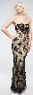 Strapless Floral Mesh Beaded Long Formal Evening Dress  — in Black