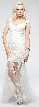 Romantic Full Length Floral Tulle Overlay Prom Dress  — in Off White