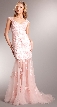 Romantic Full Length Floral Tulle Overlay Prom Dress 