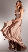 Ruched Bust Beaded Empire Cut Long Formal Prom Dress — in Mocha