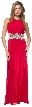 Halter Neck Bejeweled Waist Long Formal Prom Dress