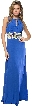 Halter Neck Bejeweled Waist Long Formal Prom Dress — in Royal Blue