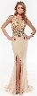 Mesh Rhinestones Bodice Long Prom Pageant Dress — in Nude