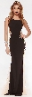 Studded Sheer Mesh Sides Flared Long Formal Prom Dress — in Black