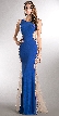 Studded Sheer Mesh Sides Flared Long Formal Prom Dress