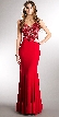 V-neck Beaded Bodice Fitted Long Formal Prom Dress