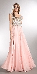 Beaded Brocade Lace Mesh Top Long Formal Prom Dress — in Blush