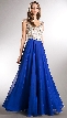 Beaded Brocade Lace Mesh Top Long Formal Prom Dress