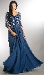V-Neck Beaded Top Half Sleeves Long Mother of Bride Dress