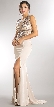 Elegant Beaded Sheer Bodice Long Prom Pageant Dress — in Champaign