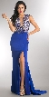 Elegant Beaded Sheer Bodice Long Prom Pageant Dress