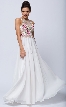 Sleeveless Floral Accent Beaded Top Long Prom Dress — in Ivory/Pink