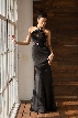 High Neck Bodice Mermaid Cut Prom Dress — in Black