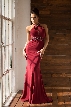 High Neck Bodice Mermaid Cut Prom Dress — in Burgundy