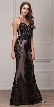Beads & Lace Accent Long Fitted Formal Prom Pageant Dress — in Black