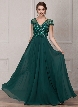 Short Sleeves V-Neck Sequined Bust Long Formal Evening Dress