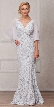 V-Neck Floral Lace Sheer Cape Long MOB Gown