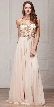 Mesh Beaded Bodice Long Chiffon Formal Evening Dress