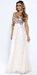 Bejeweled Bodice V-Neck Sleeveless Long Prom Dress — in Champaign