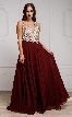 Sequined Plunging Neckine Prom Gown — in Burgundy