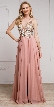 Sequined Plunging Neckine Prom Gown — in Dusty Rose