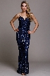 Fitted Silhouette Sequin Prom Gown — in Navy