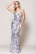 Fitted Silhouette Sequin Prom Gown — in Silver