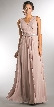 V-neck Sleeveless Ruched Bodice Long Bridesmaid Dress — in Taupe