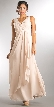 V-Neck Ruched Twist Knot Bust Long Bridesmaid Dress — in Champaign