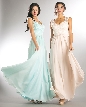 V-Neck Lace Top Empire Cut Long Bridesmaid Dress — in an
